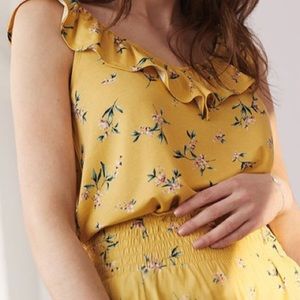 Sleeveless Bubble Hem Tee With Ruffles